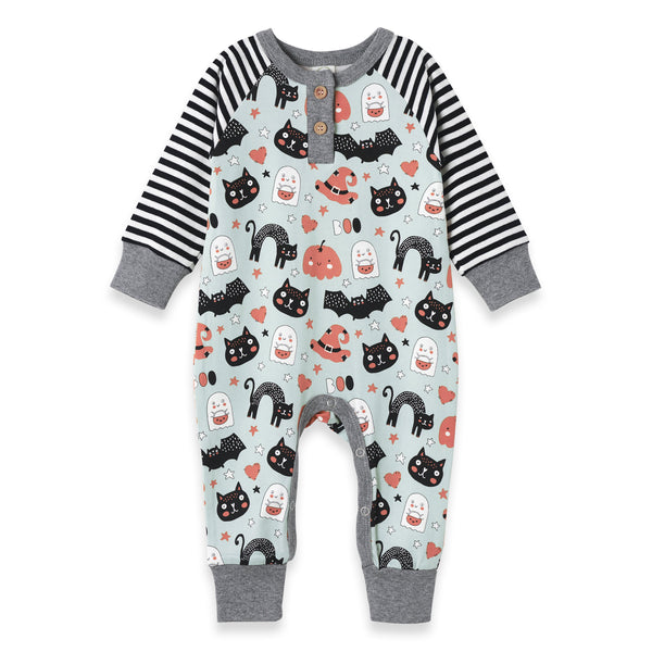 halloween-pumpkin-pals-henley-bamboo-romper Sophia's StyleBaby Boy Clothes-1